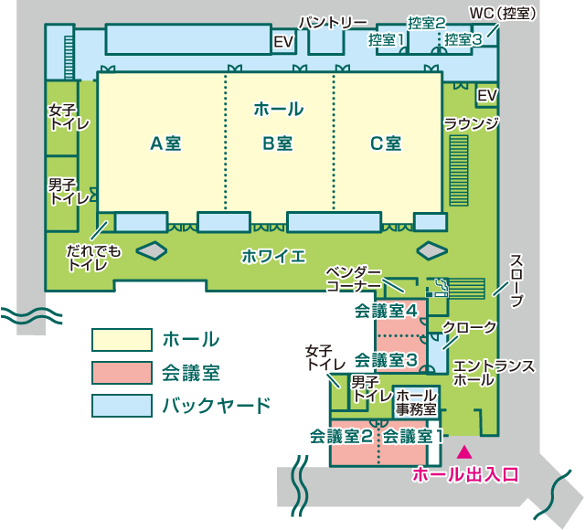 川崎市コンベンションホール 2階フロアマップ